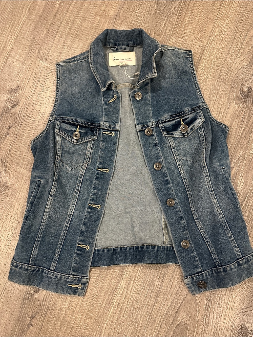 Vince Camuto Blue Denim Sleeveless Jean Jacket Vest